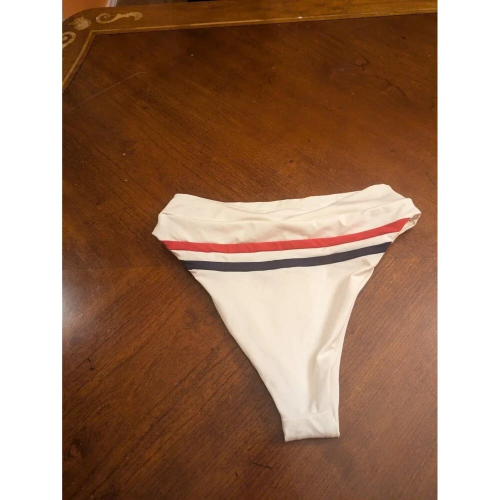 L*SPACE SWIMWEAR WHITE COLOR BLOCK WILSON HIGH WAIST BIKINI BOTTOM (S/P) NWT $99